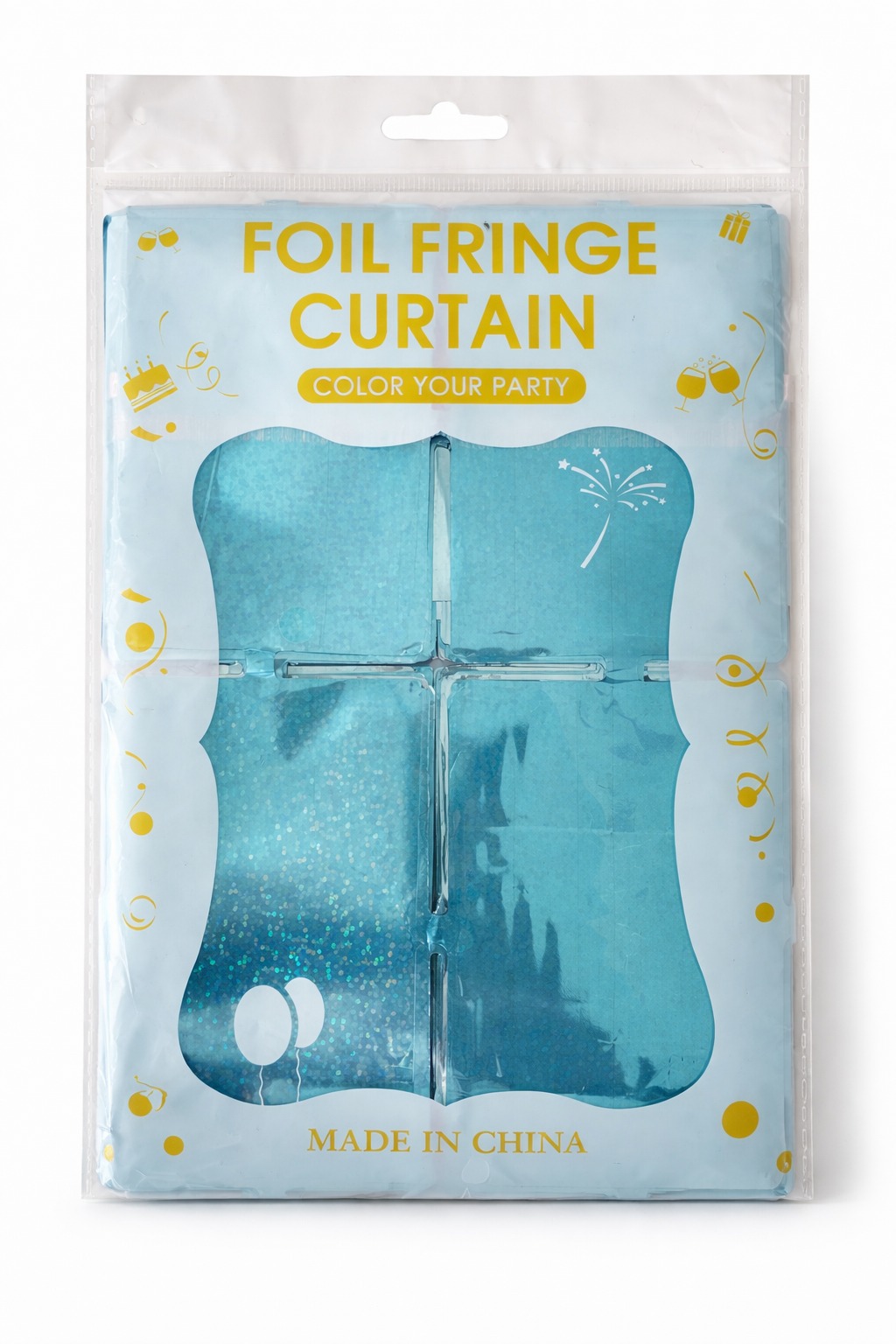 Rideau décoratif bleu (frange)